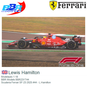Modelauto 1:18 | BBR Models BBR231T44 | Scuderia Ferrari SF-23 2025 #44 - L.Hamilton