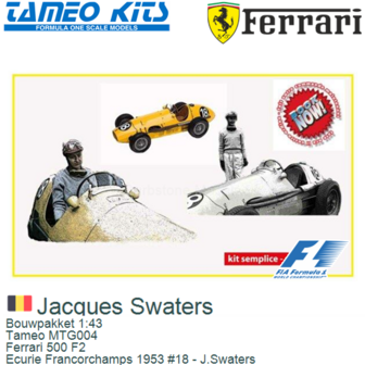 Bouwpakket 1:43 | Tameo MTG004 | Ferrari 500 F2 | Ecurie Francorchamps 1953 #18 - J.Swaters