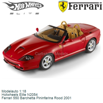 Modelauto 1:18 | Hotwheels Elite N2054 | Ferrari 550 Barchetta Pininfarina Rood 2001