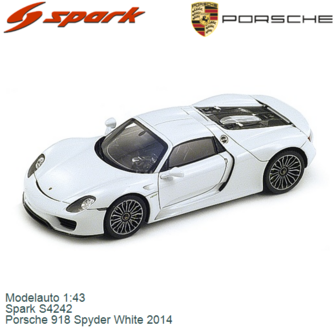 Modelauto 1:43 | Spark S4242 | Porsche 918 Spyder White 2014