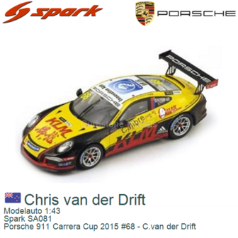Modelauto 1:43 | Spark SA081 | Porsche 911 Carrera Cup 2015 #68 - C.van der Drift