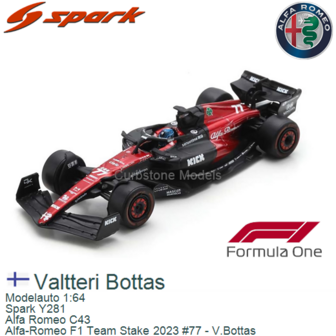Modelauto 1:64 | Spark Y281 | Alfa Romeo C43 | Alfa-Romeo F1 Team Stake 2023 #77 - V.Bottas