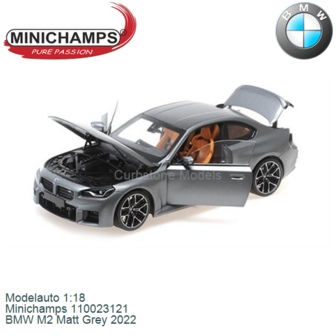 Modelauto 1:18 | Minichamps 110023121 | BMW M2 Matt Grey 2022