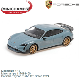 Modelauto 1:18 | Minichamps 117069400 | Porsche Taycan Turbo GT Green 2024