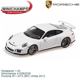 Modelauto 1:43 | Minichamps 410062026 | Porsche 911 GT3 (991) White 2012