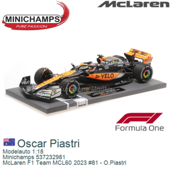 Modelauto 1:18 | Minichamps 537232981 | McLaren F1 Team MCL60 2023 #81 - O.Piastri