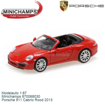 Modelauto 1:87 | Minichamps 870068030 | Porsche 911 Cabrio Rood 2013