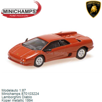 Modelauto 1:87 | Minichamps 870103224 | Lamborghini Diablo | Koper metallic 1994
