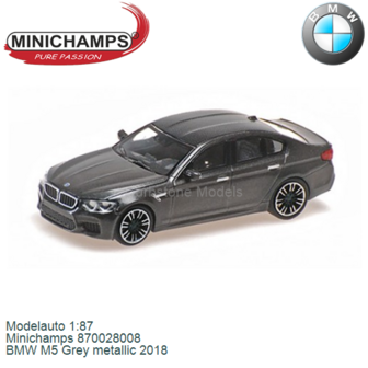 Modelauto 1:87 | Minichamps 870028008 | BMW M5 Grey metallic 2018