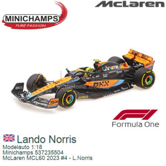Modelauto 1:18 | Minichamps 537235504 | McLaren MCL60 2023 #4 - L.Norris