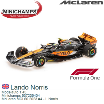 Modelauto 1:43 | Minichamps 537235404 | McLaren MCL60 2023 #4 - L.Norris