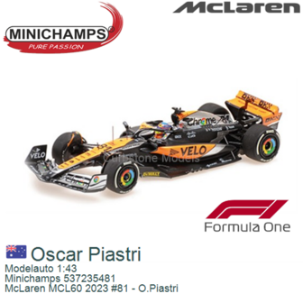 Modelauto 1:43 | Minichamps 537235481 | McLaren MCL60 2023 #81 - O.Piastri