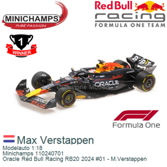 Modelauto 1:18 | Minichamps 110240701 | Oracle Red Bull Racing RB20 2024 #01 - M.Verstappen