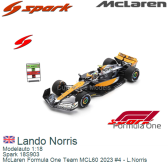 Modelauto 1:18 | Spark 18S903 | McLaren Formula One Team MCL60 2023 #4 - L.Norris