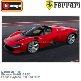 Modelauto 1:18 | Bburago 18-16912RED | Ferrari Daytona SP3 Red 2022