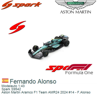 Modelauto 1:43 | Spark S9542 | Aston Martin Aramco F1 Team AMR24 2024 #14 - F.Alonso