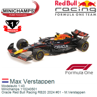 Modelauto 1:43 | Minichamps 110240501 | Oracle Red Bull Racing RB20 2024 #01 - M.Verstappen