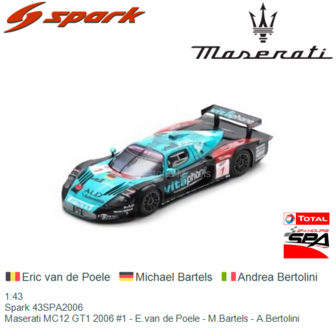 1:43 | Spark 43SPA2006 | Maserati MC12 GT1 2006 #1 - E.van de Poele - M.Bartels - A.Bertolini