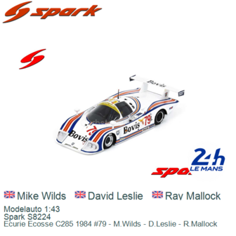 Modelauto 1:43 | Spark S8224 | Ecurie Ecosse C285 1984 #79 - M.Wilds - D.Leslie - R.Mallock