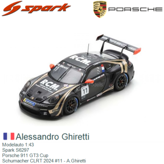 Modelauto 1:43 | Spark S6297 | Porsche 911 GT3 Cup | Schumacher CLRT 2024 #11 - A.Ghiretti
