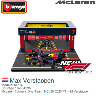 Modelauto 1:43 | Bburago 18-38453V | McLaren Formula One Team MCL38 2023 #1 - M.Verstappen