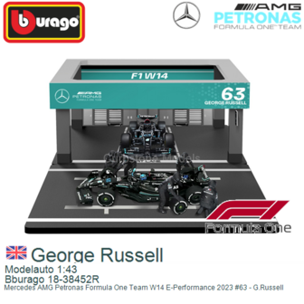 Modelauto 1:43 | Bburago 18-38452R | Mercedes AMG Petronas Formula One Team W14 E-Performance 2023 #63 - G.Russell