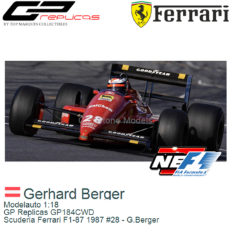 Modelauto 1:18 | GP Replicas GP184CWD | Scuderia Ferrari F1-87 1987 #28 - G.Berger