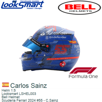 Helm 1:5 | Looksmart LSHEL003 | Bell Helmet | Scuderia Ferrari 2024 #55 - C.Sainz
