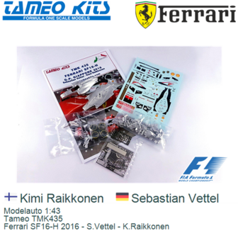 Modelauto 1:43 | Tameo TMK435 | Ferrari SF16-H 2016 - S.Vettel - K.Raikkonen
