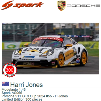 Modelauto 1:43 | Spark AS066 | Porsche 911 GT3 Cup 2024 #55 - H.Jones