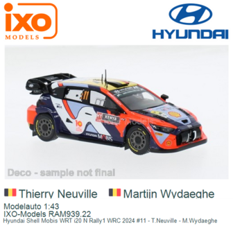 Modelauto 1:43 | IXO-Models RAM939.22 | Hyundai Shell Mobis WRT i20 N Rally1 WRC 2024 #11 - T.Neuville - M.Wydaeghe