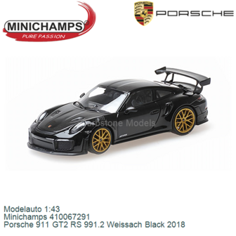 Modelauto 1:43 | Minichamps 410067291 | Porsche 911 GT2 RS 991.2 Weissach Black 2018