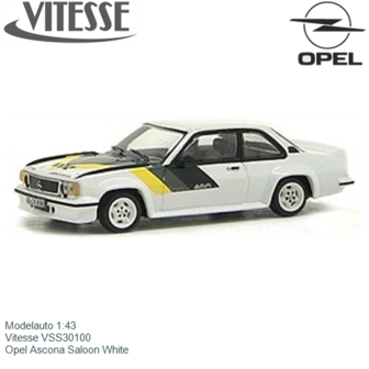 Modelauto 1:43 | Vitesse VSS30100 | Opel Ascona Saloon White