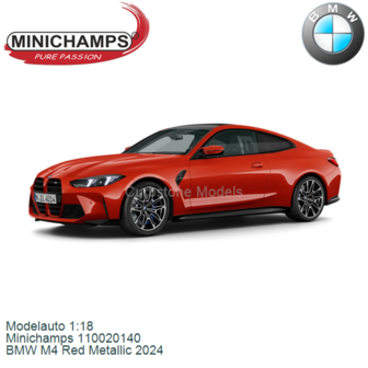 Modelauto 1:18 | Minichamps 110020140 | BMW M4 Red Metallic 2024