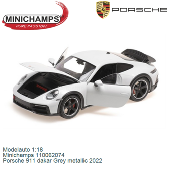 Modelauto 1:18 | Minichamps 110062074 | Porsche 911 dakar Grey metallic 2022
