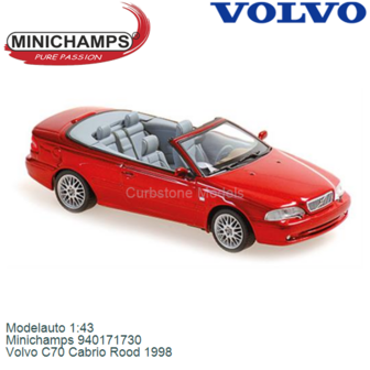 Modelauto 1:43 | Minichamps 940171730 | Volvo C70 Cabrio Rood 1998