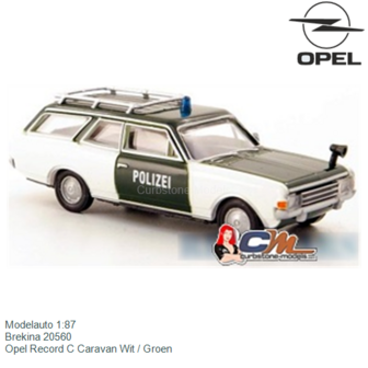 Modelauto 1:87 | Brekina 20560 | Opel Record C Caravan Wit / Groen