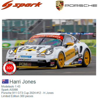 Modelauto 1:43 | Spark AS066 | Porsche 911 GT3 Cup 2024 #12 - H.Jones