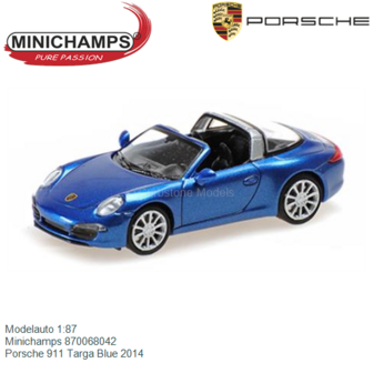 Modelauto 1:87 | Minichamps 870068042 | Porsche 911 Targa Blue 2014
