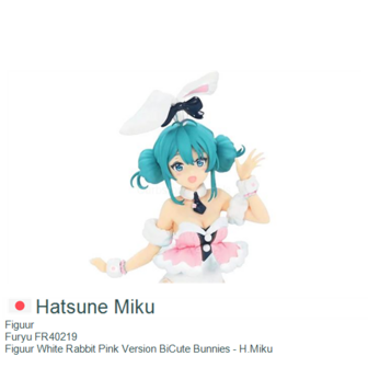 Figuur  | Furyu FR40219 | Figuur White Rabbit Pink Version BiCute Bunnies - H.Miku