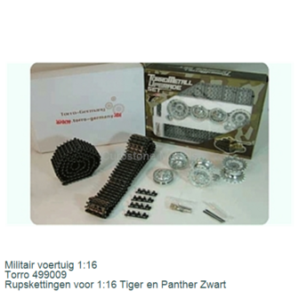 Militair voertuig 1:16 | Torro 499009 | Rupskettingen voor 1:16 Tiger en Panther Zwart