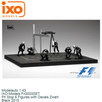 Modelauto 1:43 | IXO-Models FIG003SET | Pit Stop 6 Figures with Decals Zwart | Black 2015