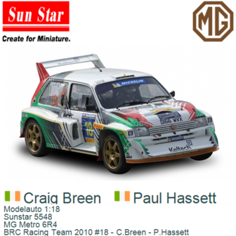 Modelauto 1:18 | Sunstar 5548 | MG Metro 6R4 | BRC Racing Team 2010 #18 - C.Breen - P.Hassett 
