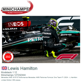 Modelauto 1:12 | Minichamps 127242444 | Mercedes AMG W15 E Performance Mercedes AMG Petronas Formula One Team F1 2024 - L.Hamil