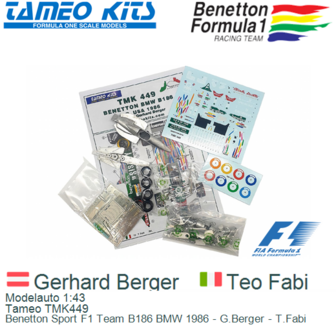 Modelauto 1:43 | Tameo TMK449 | Benetton Sport F1 Team B186 BMW 1986 - G.Berger - T.Fabi