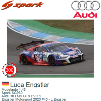 Modelauto 1:43 | Spark SG930 | Audi R8 LMS GT3 EVO 2 | Engstler Motorsport 2023 #40 - L.Engstler