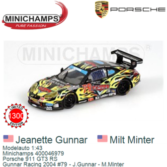 Modelauto 1:43 | Minichamps 400046979 | Porsche 911 GT3 RS | Gunnar Racing 2004 #79 - J.Gunnar - M.Minter