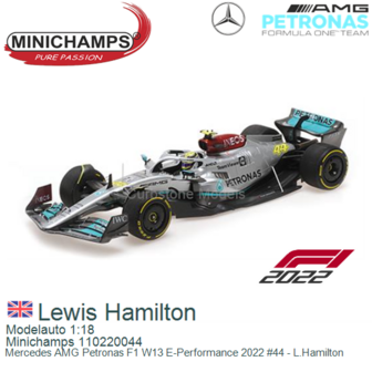 Modelauto 1:18 | Minichamps 110220044 | Mercedes AMG Petronas F1 W13 E-Performance 2022 #44 - L.Hamilton