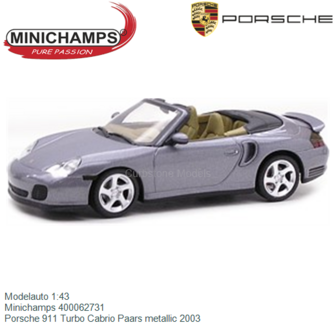 Modelauto 1:43 | Minichamps 400062731 | Porsche 911 Turbo Cabrio Paars metallic 2003