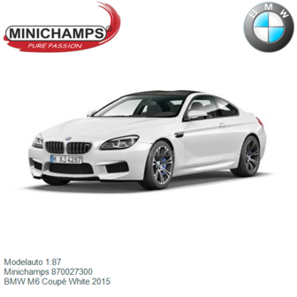 Modelauto 1:87 | Minichamps 870027300 | BMW M6 Coup&eacute; White 2015